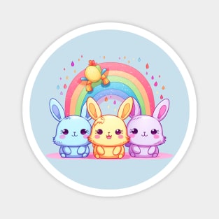 Kawaii Bunnies Pride Rainbow Squadron Magnet